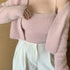 Two-Piece Camisole Knitted Vest with Long Sleeve Cropped Cardigan
